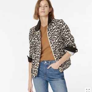 J. Crew Women's Black and Tan Leopard Bomber Jacket